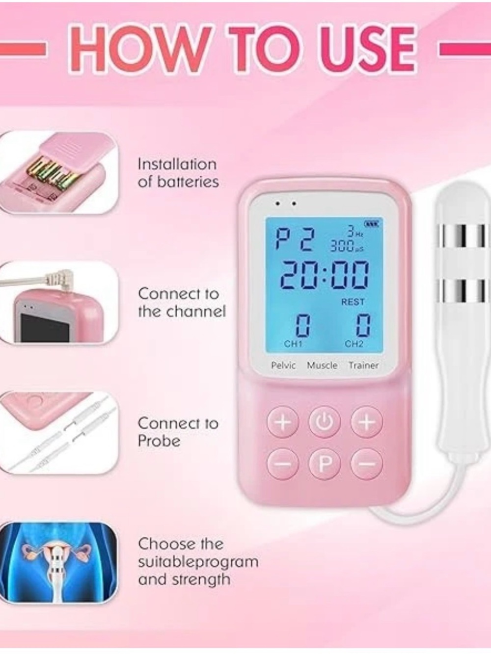 Unlisted Pink Pelvic Muscle Trainer TENS Unit